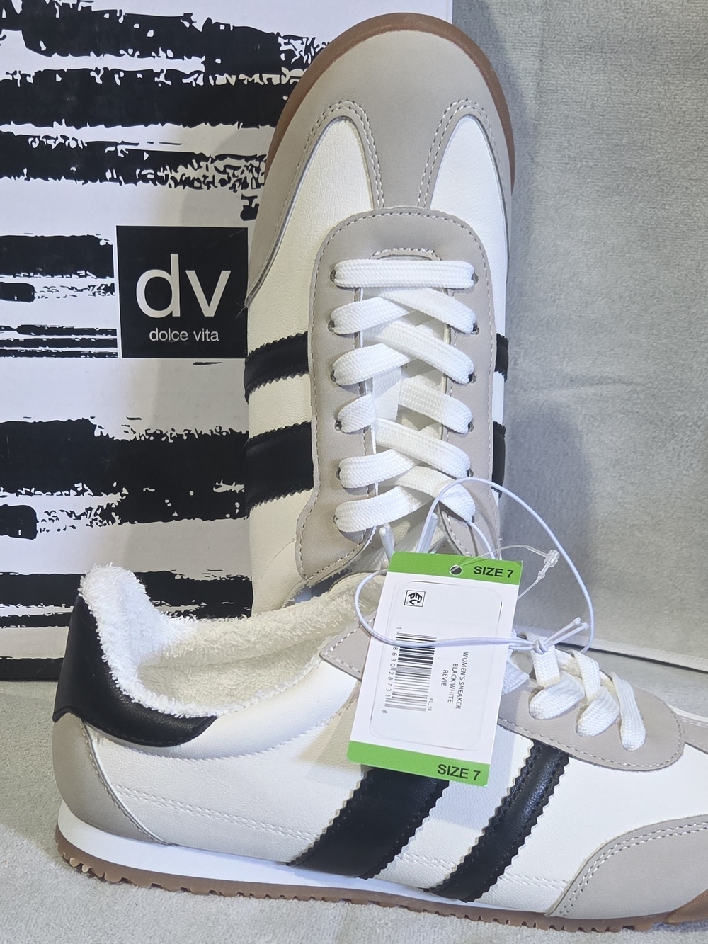 DV by Dolce Vita Black & White Striped Women's Sneaker